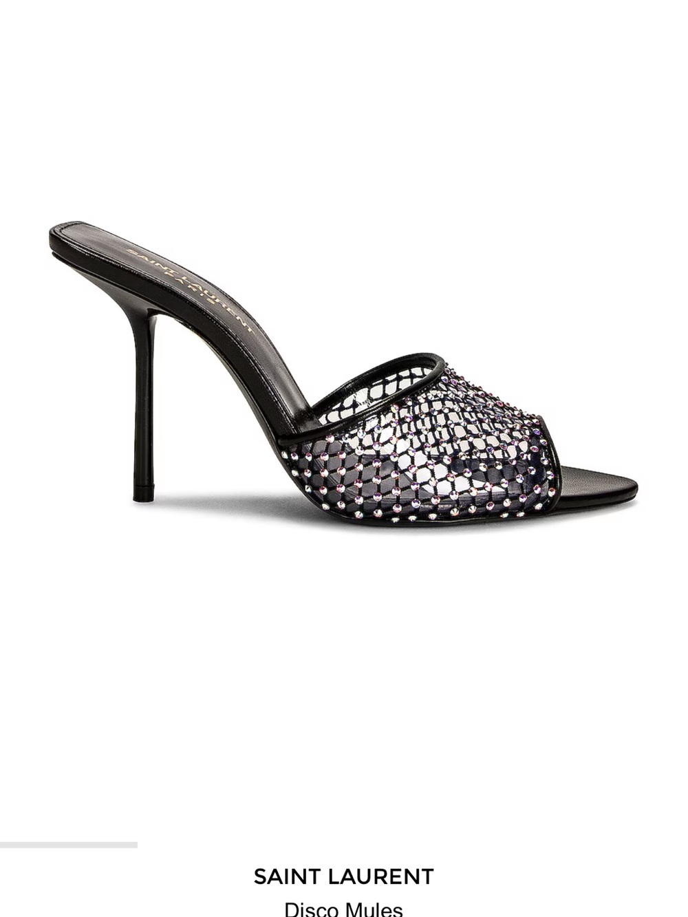 Saint Laurent Black Crystal-Embellished Mesh Mules